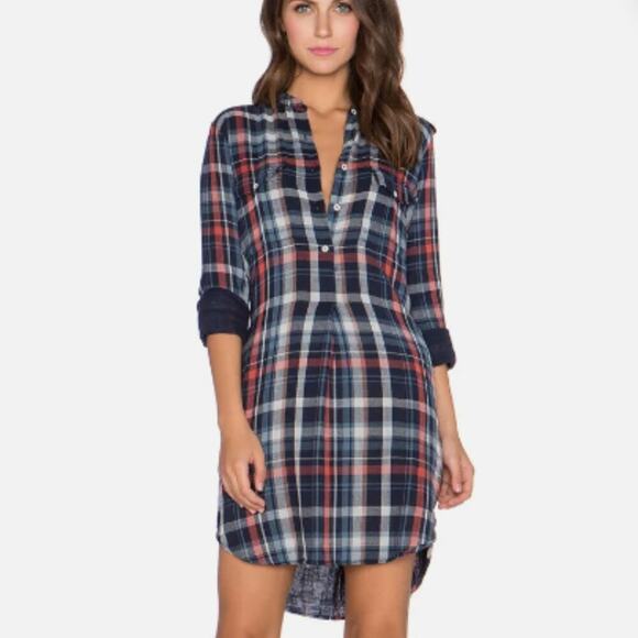 Velvet by Graham & Spencer Gabrielle Plaid Mini Shirt Dress Size XS - Picture 1 of 9